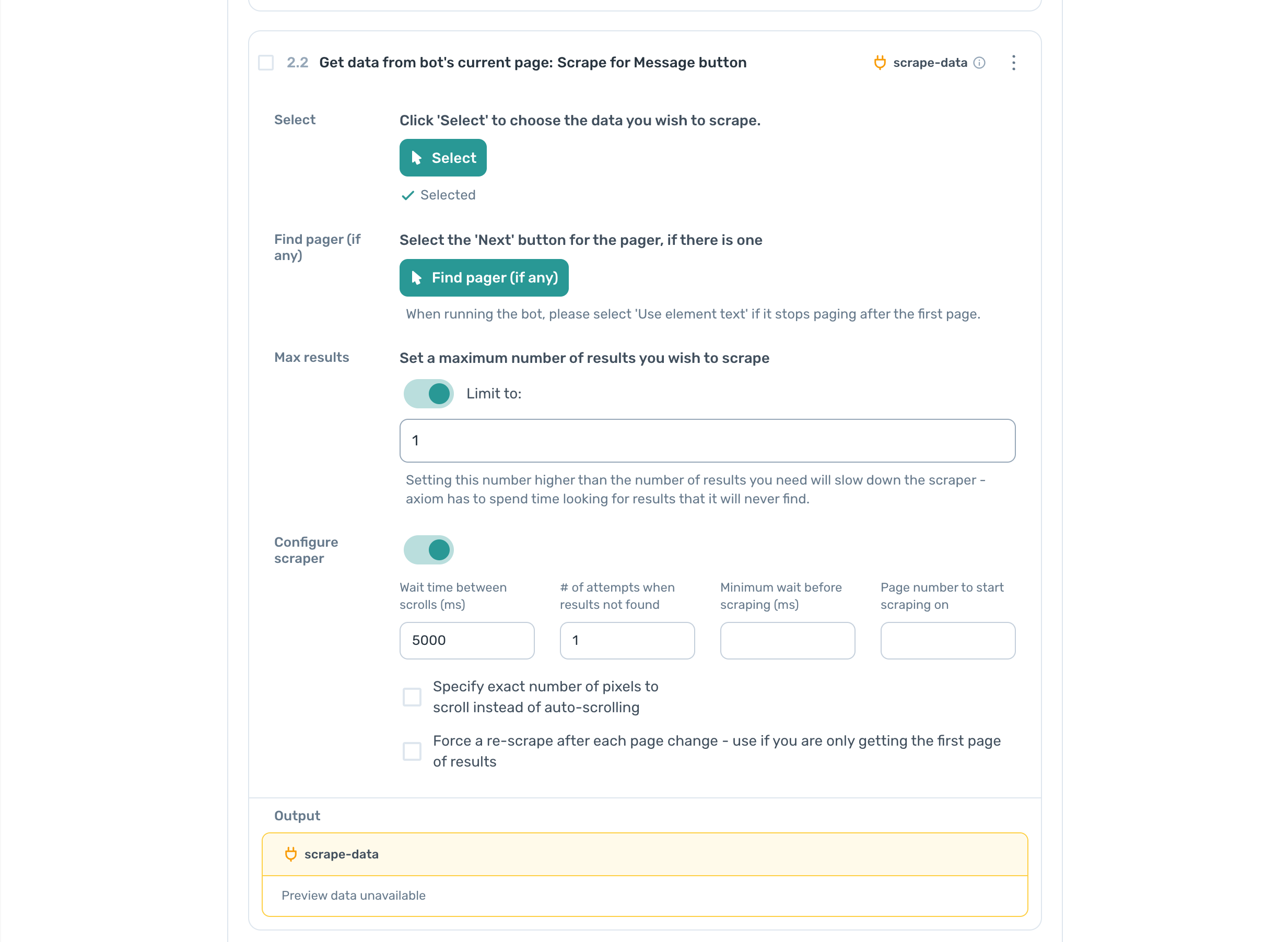 setting up your get data step with axiom.ai sending DMs on Instagram