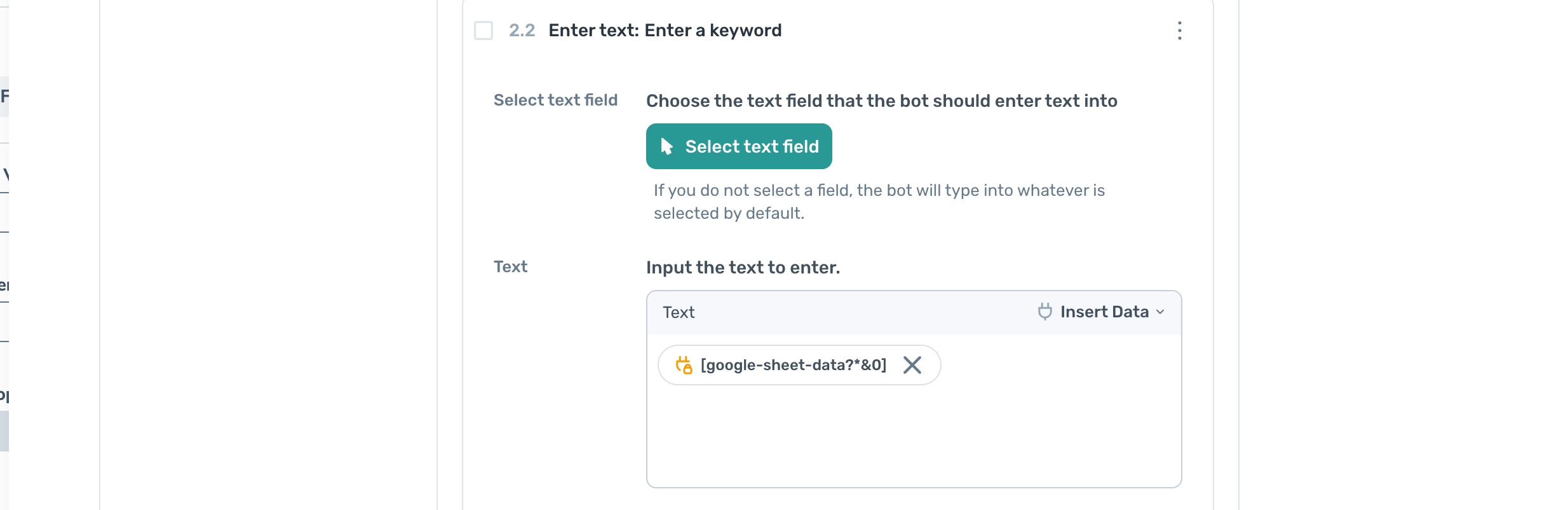 Axiom.ai using the enter text step to input search terms in Magnet