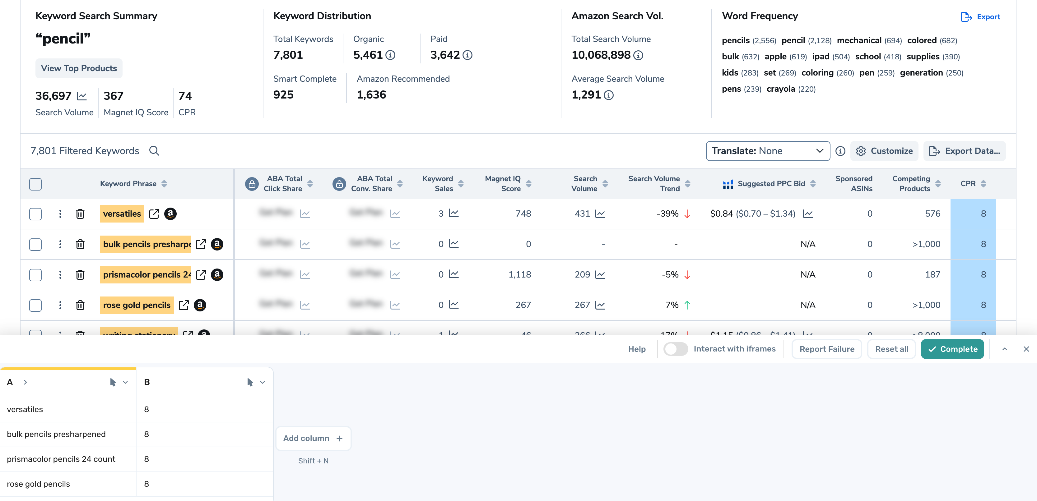 Axiom.ai selecting keyword data from Magnet