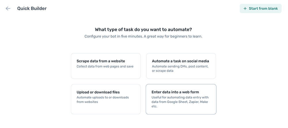 axiom.ai's new quick builder in beta